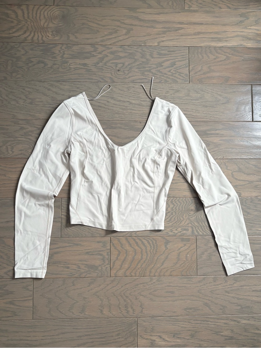 lululemon athletica white Long Sleeve V-Neck Crop Top